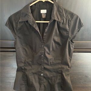 Women's Black Button-Up Top